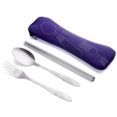 

Portable Stainless Steel Cutlery Set Dinnerware Sets Lightweight Outdoor Tableware Set With Cloth Bag Lunch Tools Set Hot Sale