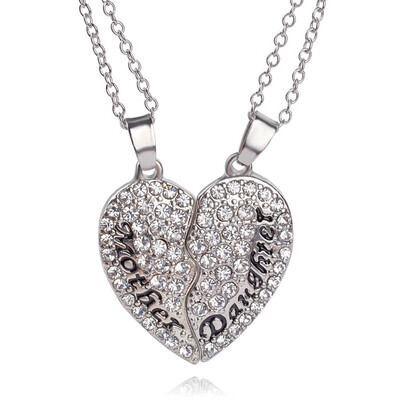 

European And American Jewelry Mother Day Necklace Mother Daughter Two Flap Puzzle Love Pendant