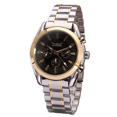 

JARAGAR 055 Business Men Mechanical Watch Three Sub-Dial Date Week Display Fashion Casual Stainless Steel Strap 3ATM Waterproof Se