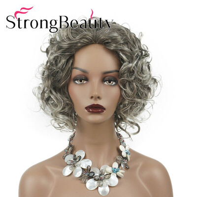 

Wiginway Short Jet Black Brown Gray Women Curly Synthetic Wigs Natural Looking Daily Wig for Women
