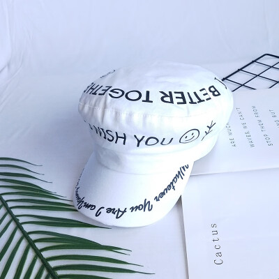 

Net Red Hat Womens Summer Korean Graffiti Letters Navy Hat Chao Men England Joker Duck Tongue Beret Autumn