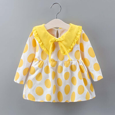 

Autumn Casual Baby Girls Polka Dot Print Long Sleeve Dress Kids Toddler Pageant Dresses