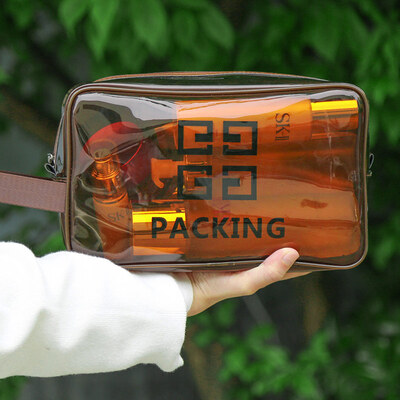

Xiangyu town travel wash bag transparent bath cosmetic bag waterproof storage bag Korea simple storage bag brown transparent