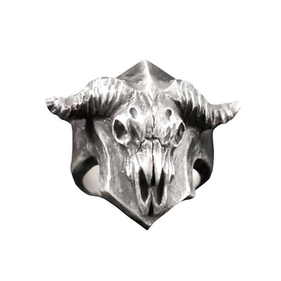 

Mens Fashion Sheep Bone Shield Skull Ring 316L Stainless Steel Rock Punk Biker Jewelry
