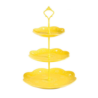 

Creative Fruit Plate Party Afternoon Tea Cake Pastry Snack Storage Basket Dessert Cake Plate Pink Lace Three-Layer Plate