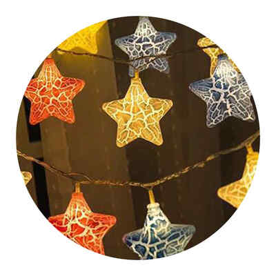 

16M 10 Lamps Colorful Crack Star LED String Lights Battery Powered Christmas Home Decor Accessories