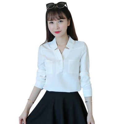 

Fashion Casual Long Sleeve Blouses Women Chiffon Office White Blouse Shirt Tops Femme Blusa