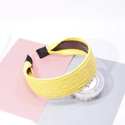

New Fashion Vintage Bow Knot Cross Hand-Woven Imitate Raffia Holiday Headband Headwear Accessories