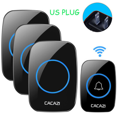 

CACAZI A10-3 Wireless Doorbell Waterproof 300M Remote Door Bell Chime 110V 220V Battery 1 Transmitter 3 Receiver