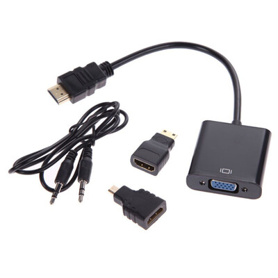 

1080p HD Male to VGA Female Converter Micro Mini HD Connector Adapter Audio Cable Replacement for HD HDTV PC Laptop Monitor