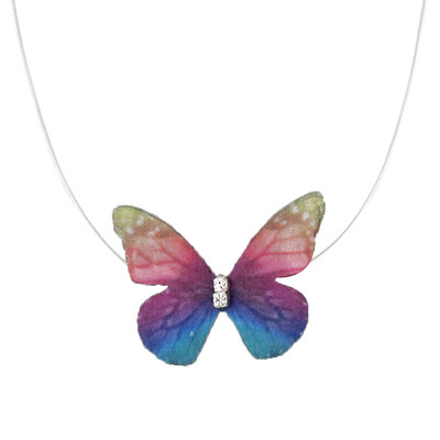 

Silk Crystal Fishline Choker 3D Yarn Butterfly Invisible Women Necklace 1pc