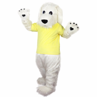 

LangtengWhite Dog Sport Mascot Cartoon Costume Cosplay Party Halloween Christmas Festival Performance