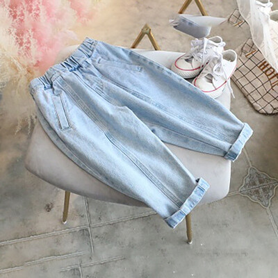 

Baby Girl Pants 2-7T Toddler Children Kids Autumn Solid Color Loose Comfortable Cotton Casual Fashion Denim Loose Pants