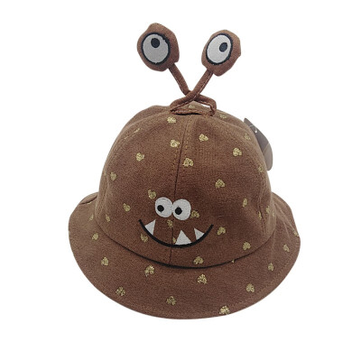 

Autumn Baby Boys Girls Hats Toddler Cartoon Print Bucket Hats With Ear Caps Reversible Sun Headwear