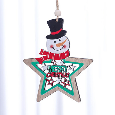 

Siaonvr Wooden star painted pendant Christmas tree decoration accessories hanging pieces