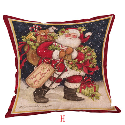 

〖Follure〗Happy Christmas Pillow Cases Linen Sofa Cushion Cover Home Decor Pillow Case