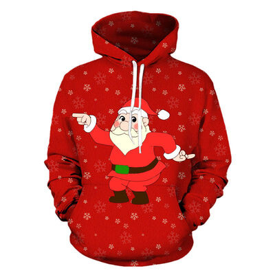 

Sweater lady holiday simple autumn warm long sleeves cute Christmas print plus velvet velvet hooded multi-color style optional