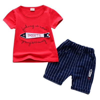 

Baby Boy Girls Clothing Sets Bebe Fashion T-shirtStriped Pants Set Summer Kid Outfit Toddler Children Cotton Tracksuit Clothes