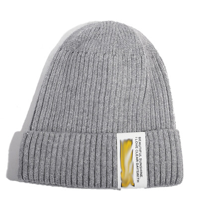 

Hat female autumnwinter letter patch knit hat Korean version of embroidered thermal head hat Korea ins tide wool hat men