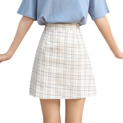 

Summer Casual Sexy Women Mini Skirt Fashion Wild Plaid A-Line Skirts High Waist Skirt Kawaii Korean Ladies Skirts Women Clothes