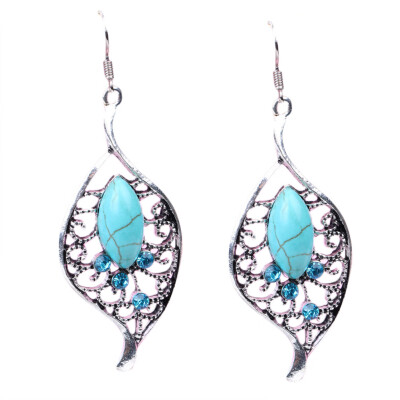 

New Boho Style Elegant Tibetan Silver Turquoise Women Hook Drop Earrings Jewelry