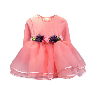 

Autumn Casual Girl Mesh Dress Tulle Princess Girl Party Dress Wear Tutu Baby Children Clothing Kids Flower Dresses For Girls