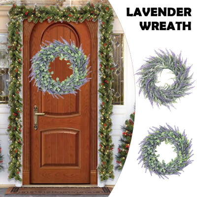 

Artificial Flocking Eucalyptus Leaf Lavender Garland Wall Hanging Flower Wreath for The Front Door Home Decor Wedding Decoration