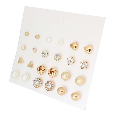 

Round Alloy Ball Imitation Pearls Rhinestone Flowers Stud Earrings