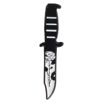 

New Black Enamel Punk Rose Flower Girl Leg Brooch Fashion Creative Couple Knife Shaped Brooch