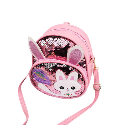 

Children Girls Rabbit Ear Sequins Backpack Casual Small Kawaii Cartoon Girls Kids School PU Leather Shoulder Bags Bagpacks