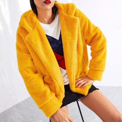 

Tailored Women Plus Size Short Faux Coat Warm Furry FauxLong Jacket Long Sleeve Outerwear