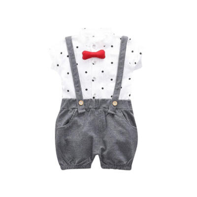 

Baby Clothes Summer Baby Boys Short Sleeve Polka Dot Print Tops ShirtsStrap Shorts Casual Outfits Sets