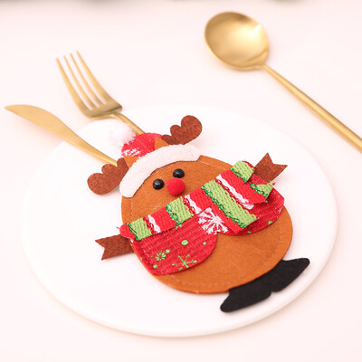 

Toponeto 1PC Xmas Decor Tableware Set Bag Holder Christmas Dinner Table Layout Supplies