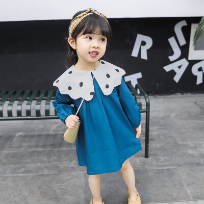 

Children Baby Girls Dress Doll Collar Cute Irregular Dot Print Bottoming Long Sleeve Sweet Dress 1-6Y Cute Toddler Girl Dress