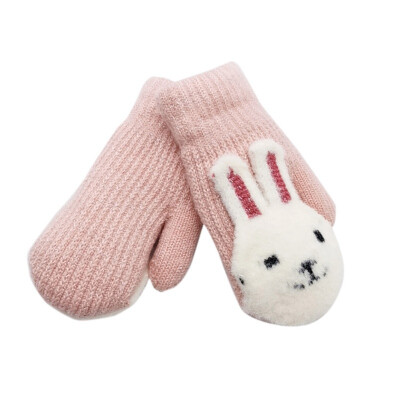 

Kids Gloves Winter Cartoon Rabbit Children Thicken Warm Gloves Girls Cute Full Fingers Rabbit Hair Wool Mittens