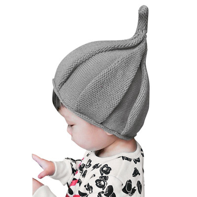

Baby Boys Girls Woolen Pointy Hats Winter Warm Baby Hats Acrylic Solid Children Winter Fall Caps