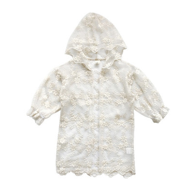 

Fashion Summer Girl Lace Floral Sun Protection Clothing Thin Breathable Air Conditioning Kid Medium Hoodie Coat