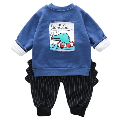 

2019 New Autumn Baby Boy Girl Set Long Sleeve Letters T-shirt Cartoon Animal Print Sweatshirt Trousers Casual Outfits