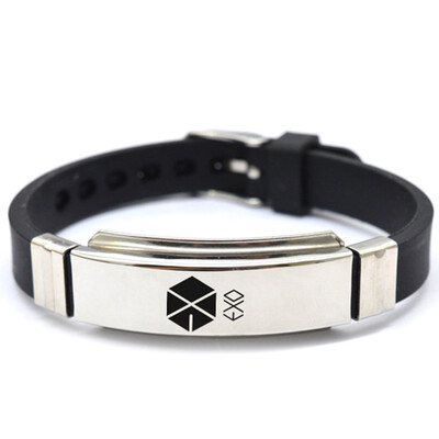 

Kpop BTS Bangtan Boys EXO Blackpink GOT7 Seventeen Stainless Steel Silicone Wristband Bracelet Hot Gift for ARMY