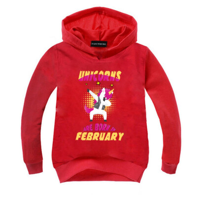 

lucasy Unicorn Hoodie UNICORNS ARE IN FEBRUARY Printed Boys&Girls Hooded Tops