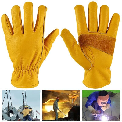 

2PCS Leather Work Gloves with Wrist Wear-Resisting Puncture-Proof For Yard