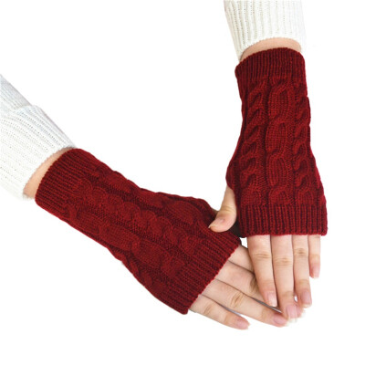 

Winter Outdoor Knit Warm Gloves Fashion Fingerless Thumb Gloves Warm Arm Gloves Crochet Wool Gloves