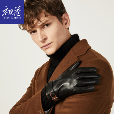 

Early load TRUE HER autumn&winter leather gloves mens cycling driving motorcycle plus velvet thick warm sheep skin touch screen gloves black