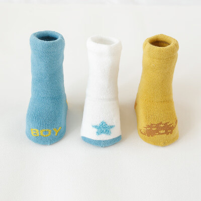 

Winter baby socks thick silk socks cotton material non-slip three pairs of stockings