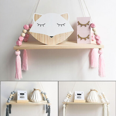 

Macaron Style Shelf Wall Decorative Shelf Rope Shelves Hanging Shelf