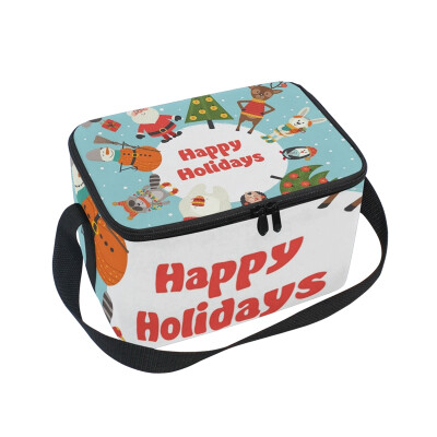 

ALAZA Lunch Box Insulated Lunch Bag Large Cooler Holiday Card With Christmas Tote Bag