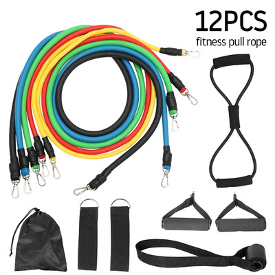 

12Pcs Fitness Stretch Workout Bands 8 Type Yoga Pull Rope Exercise Resistance Bands