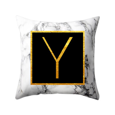 

Modern Pillowcases 4545 Gold Alphabet Word Letter White Marble Pattern Pillow Case Super Soft Throw Sofa Bed Cushion Cover Protec