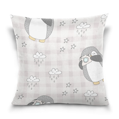 

ALAZA Throw Pillow Cover 16 X 16 inch Christmas Gift Cushion Cover with Cute Penguin Printed Pillowcase