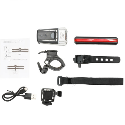 

USB Rechargeable Super Bright Headlight&Red Taillight of Bike Light Set Waterproof Warning Lights for Outdoor Cycling